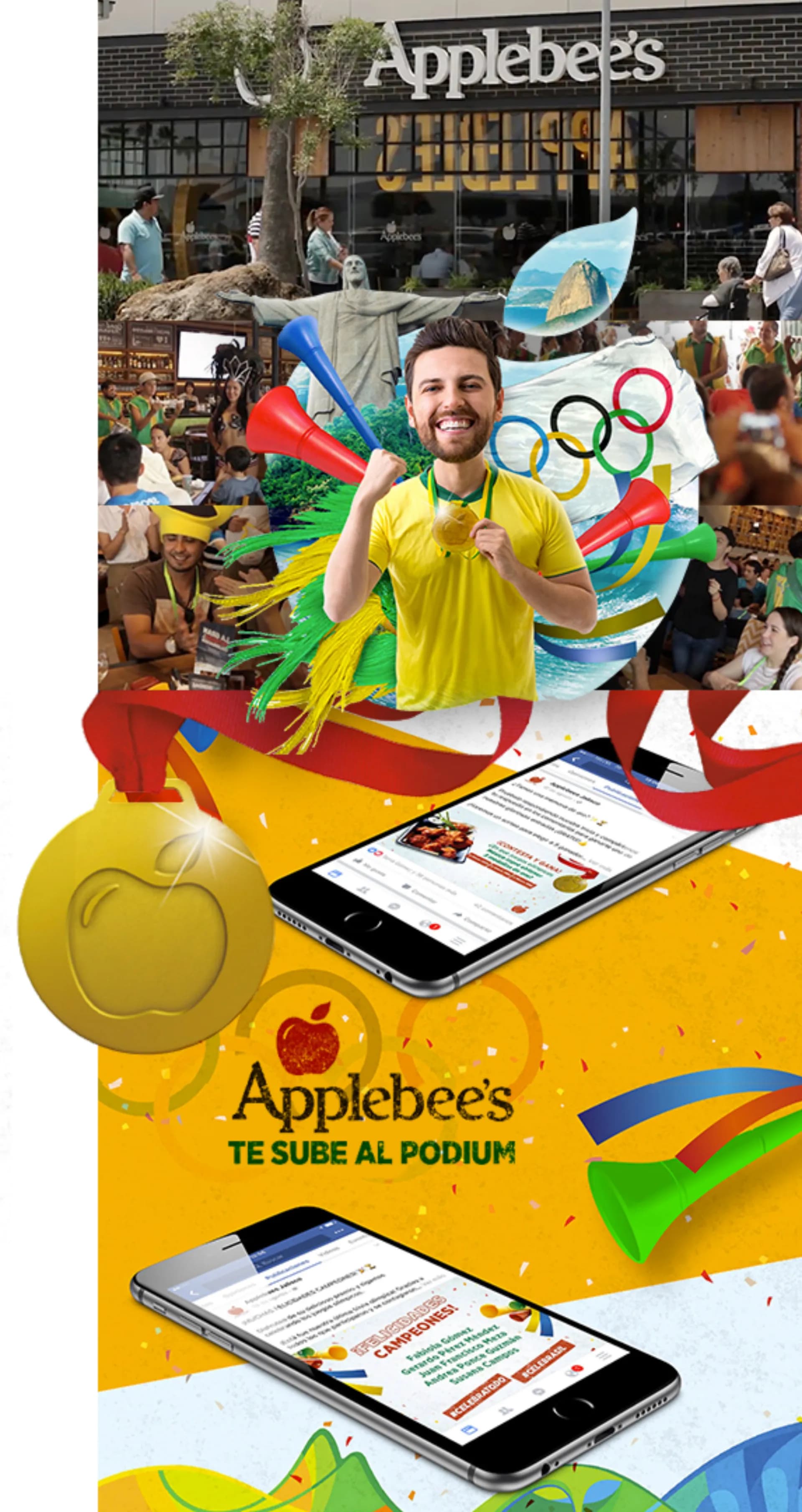 Collage de resultados y visuales de la campaña de APPLEBEE'S